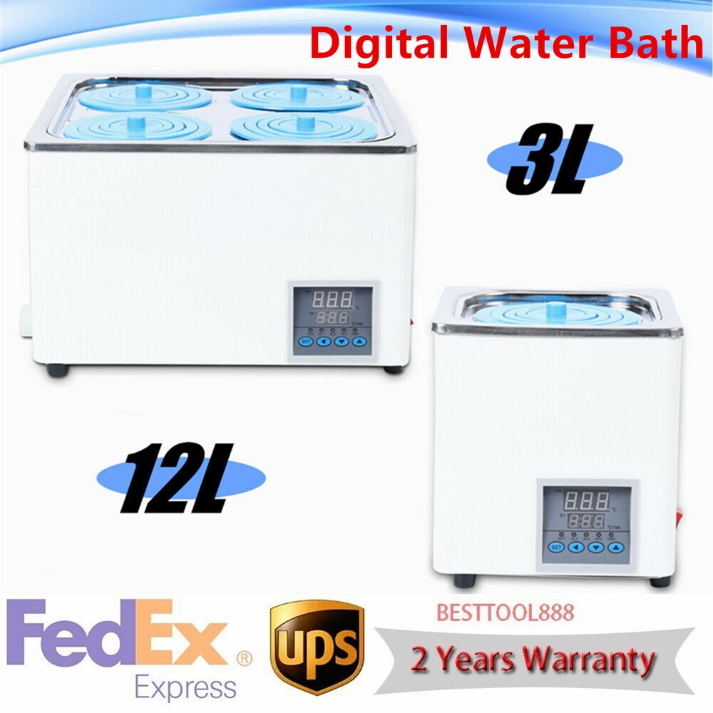 Digital Thermostatic Lab Water Bath 3L/12L 100°C 300W 110V-image