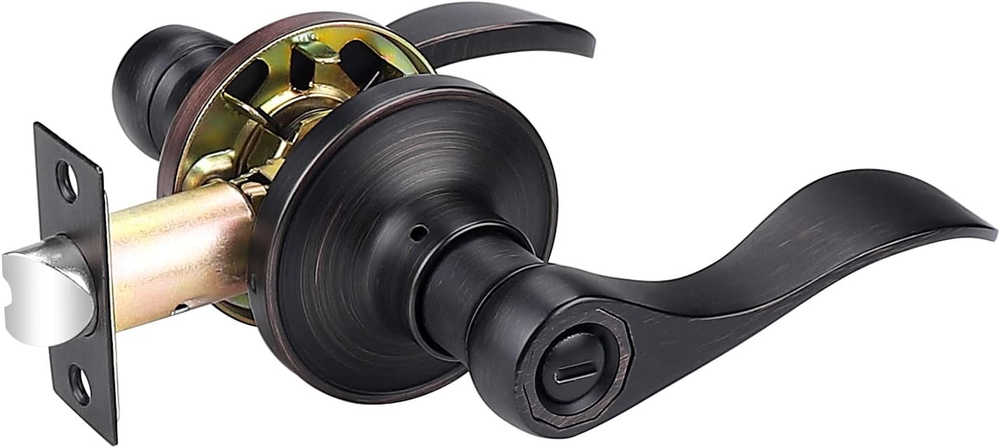 Wave Style Privacy Door Lever Oil Rubbed Bronze Bed and Bath Handle Interior Key
