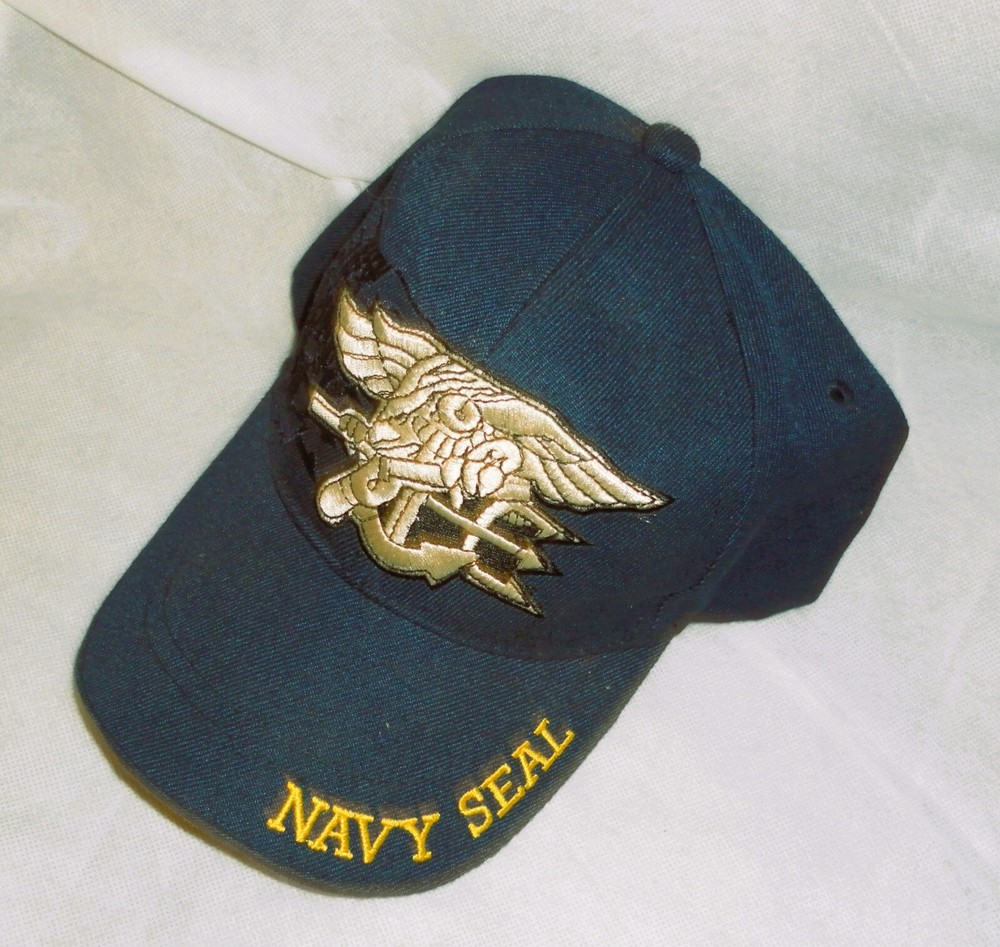 Navy Seal Adjustable Snapback Cap with Embroidered Logo on Bill and Back