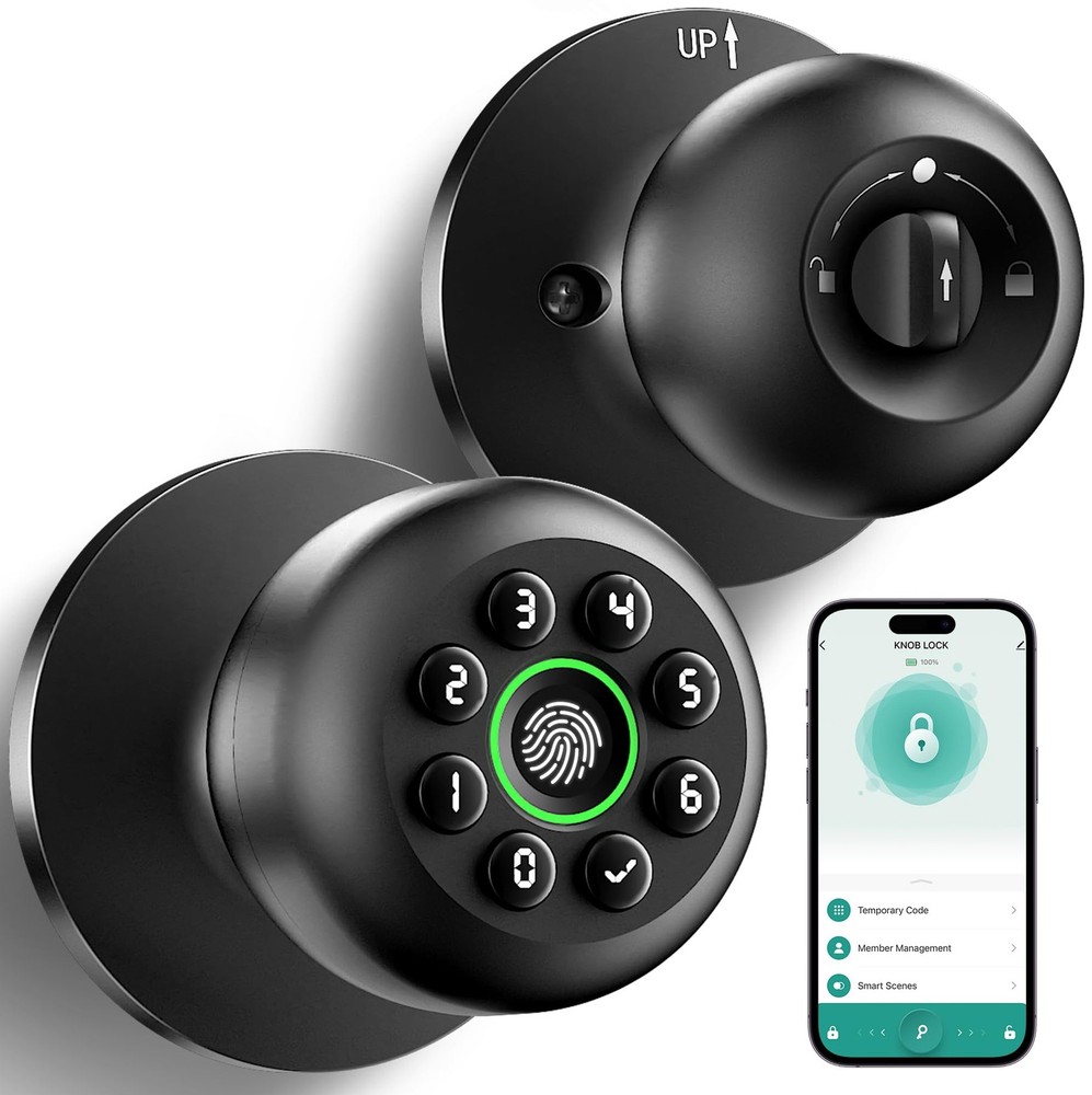 Smart Keypad Fingerprint Door Lock Biometric Entry Digital Security Knob