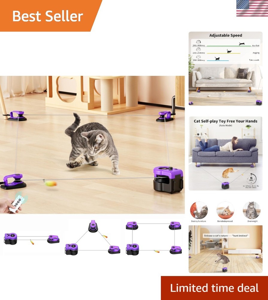 Upgraded Interactive Cat Toy for Indoor Cats, Auto/Manual Control DIY Cat Fea...