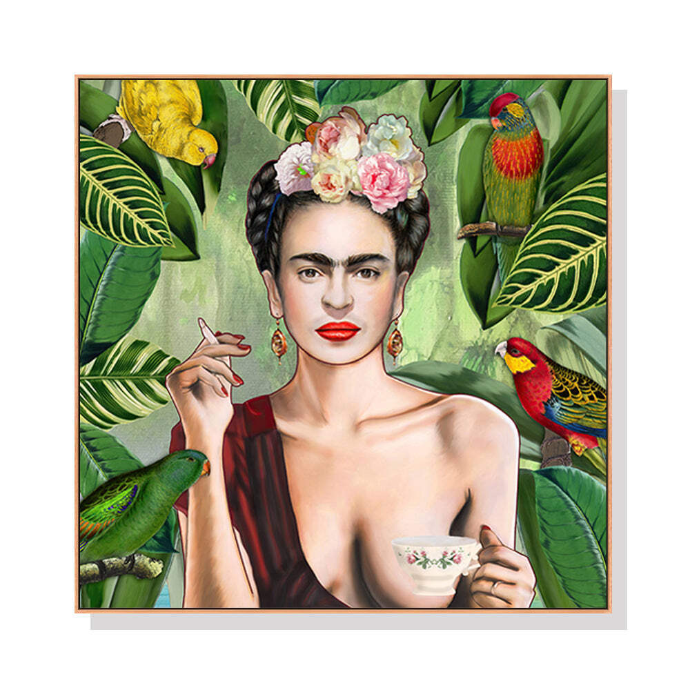 NNEDSZ Wall Art 60cmx60cm Self Portrait by Frida Kahlo Wood Frame Canvas