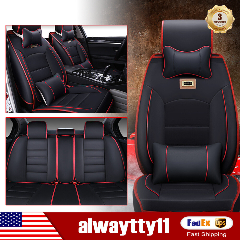 Universal Full Set Luxury 5 Seats PU Leather Front & Rear Car Seat Cover Cushion
