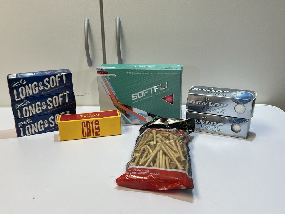 Golf Ball Lot Brand New! Maxfli, Callaway, Noodles, And Dunlop. + 2 3/4” Tees