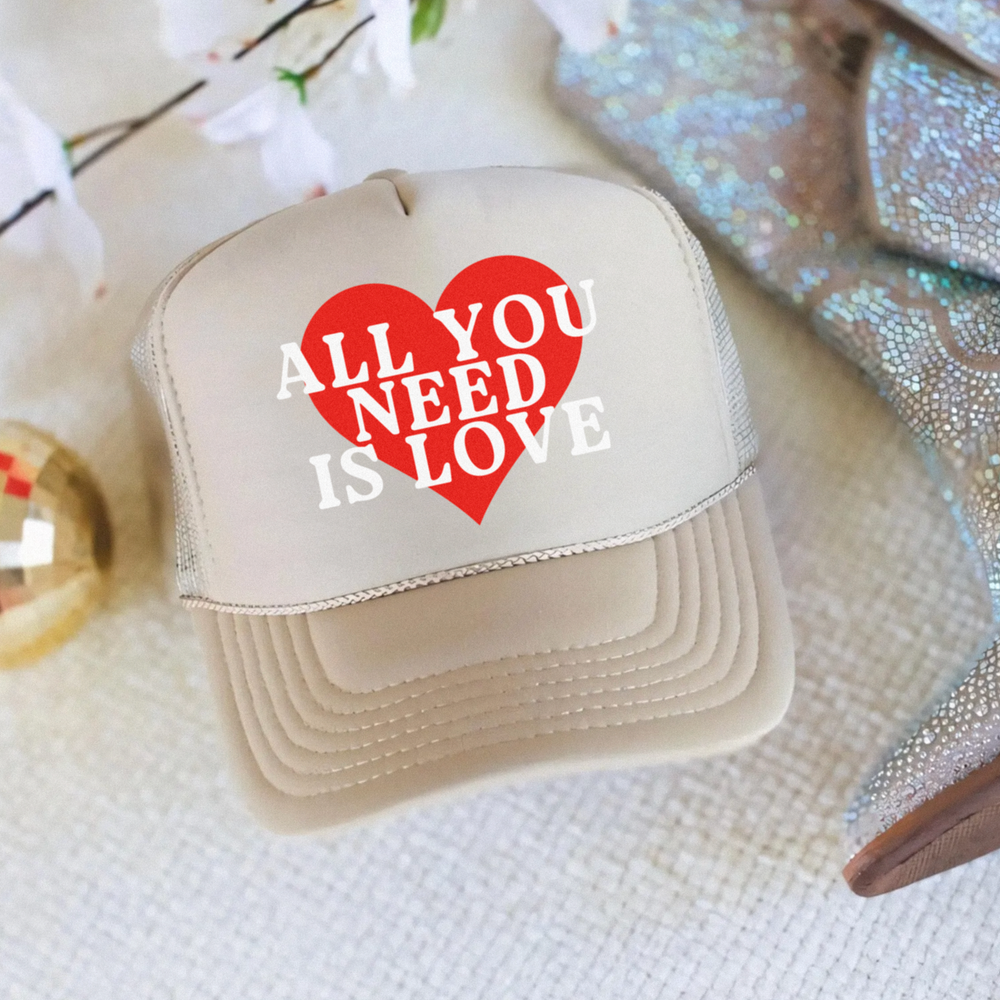 All You Need Is Love Trucker Hat Cute Hat For Valentines Day honeymoon Galentine