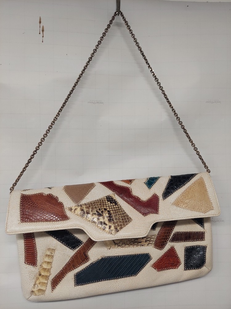 Vintage Original By Caprice Purse Color Block Animal Print Crossbody Chain