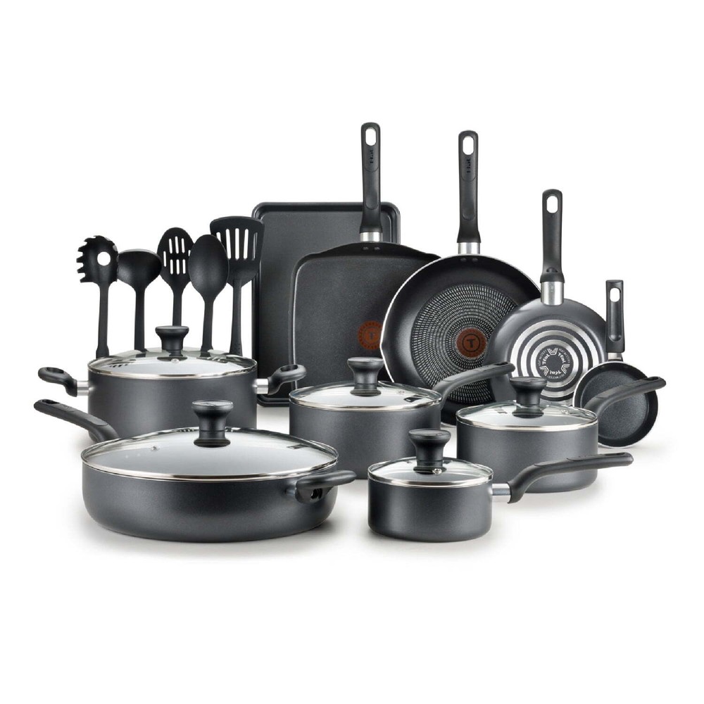 T-fal Easy Care Nonstick Cookware, 20 piece Set - Grey