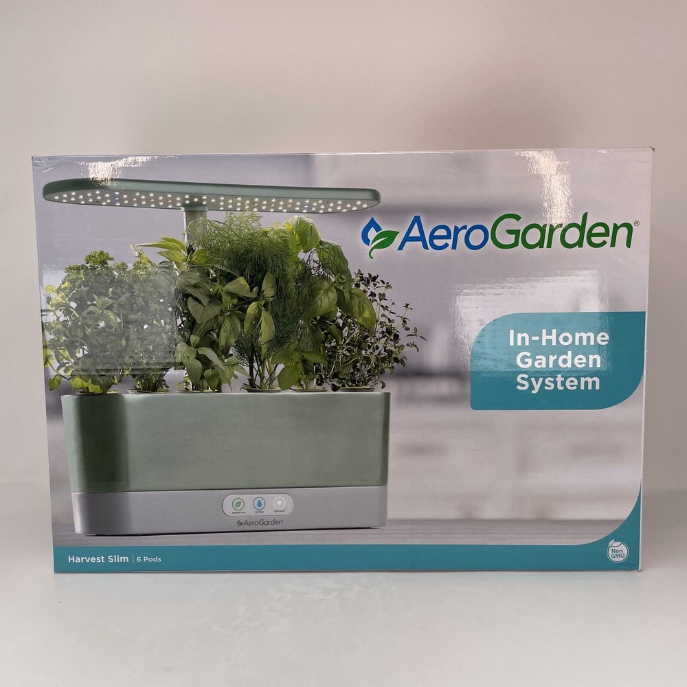 AeroGarden Harvest Slim 901126-1200 Indoor Garden System w/ Grow Light, Herb Kit
