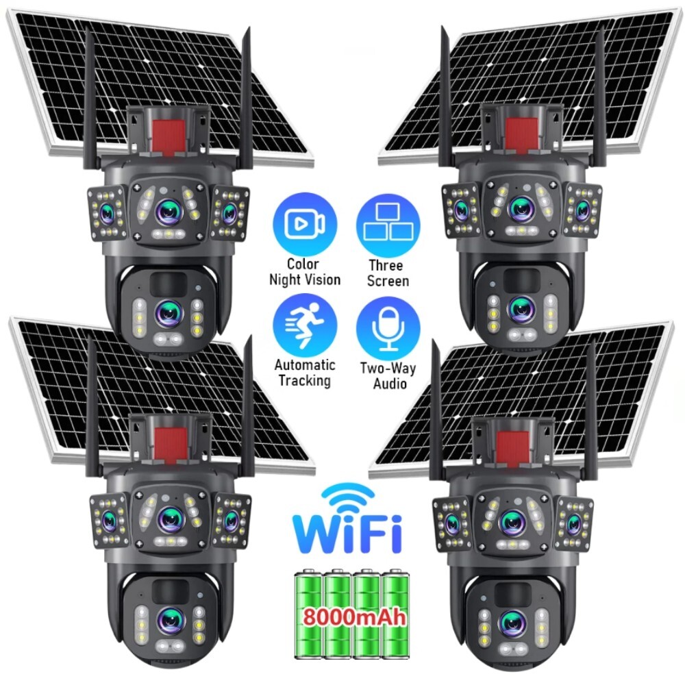 3 Lens Camaras De Seguridad Para Exterior HD WIFI Con Vision Nocturna Audio V380