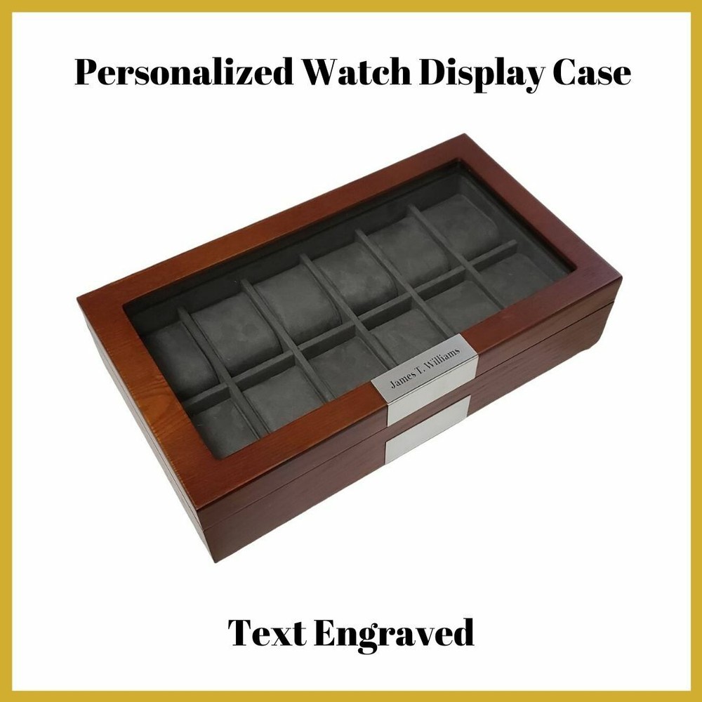 Personalized Cherry Wood Watch Box with 12 Slots and Jewelry Organizer-image