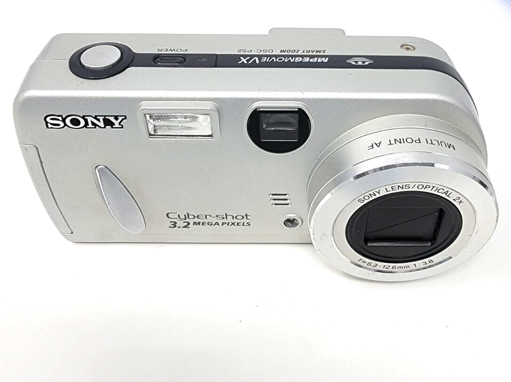 SONY CYBER-SHOT DSC-P52 COMPACT DIGITAL CAMERA 3.2 MP 2x OPTICAL ZOOM SILVER 1.6