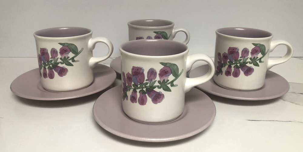 Pfaltzgraff Cape May Foxglove 8oz Cup and Saucer Set of 4