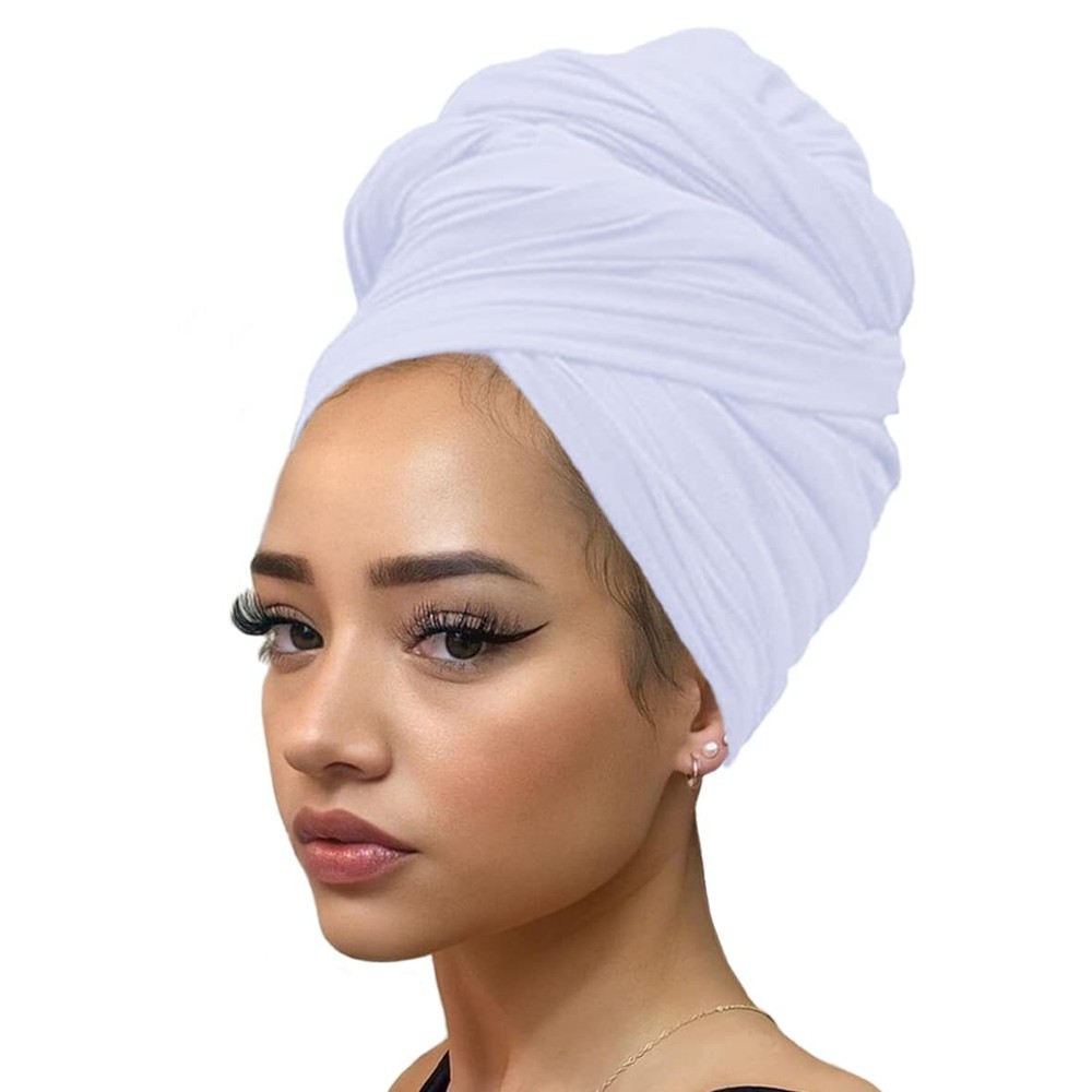 Ultra Soft Stretch Jersey Turban Head Wraps Long Solid Color African Shawl Hair