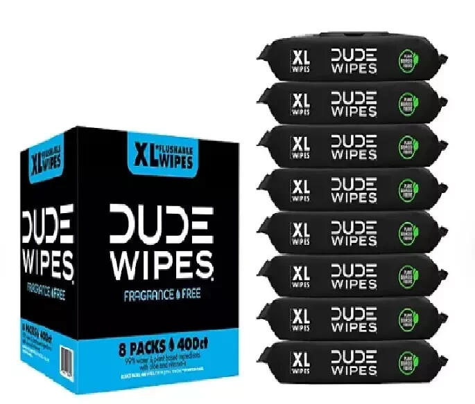 DUDE Wipes, Flushable Wipes, Extra Large and Fragrance-Free Wipes (400 ct.)