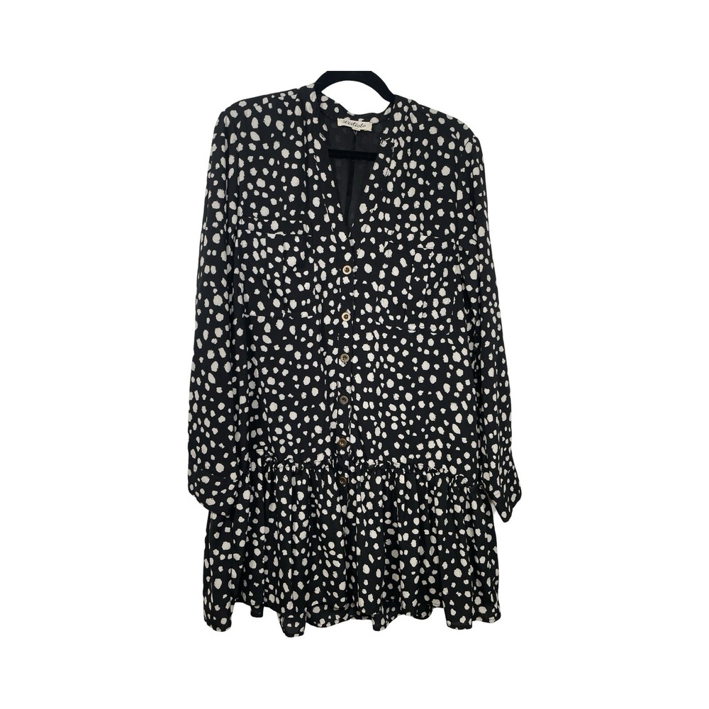 Listicle Polka Dot Black And White  Ruffle Dress Small