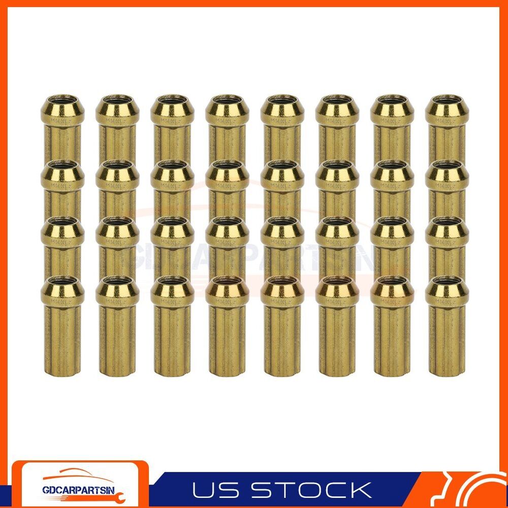 32 14x1.5 Gold Spline Closed End Lug Nuts + 1 Tool For 2003-2004 For Hummer H2