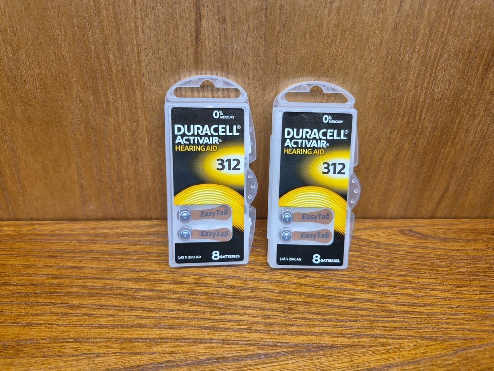 New Duracell Activair Hearing Aid Batteries: Size 312 16 batteries 2 packs