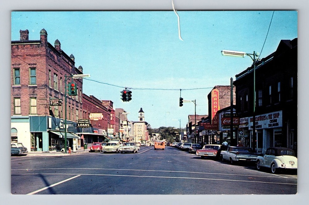 Seneca Falls NY-New York, Coca-Cola, Fall Street, Drugstore, Vintage Postcard