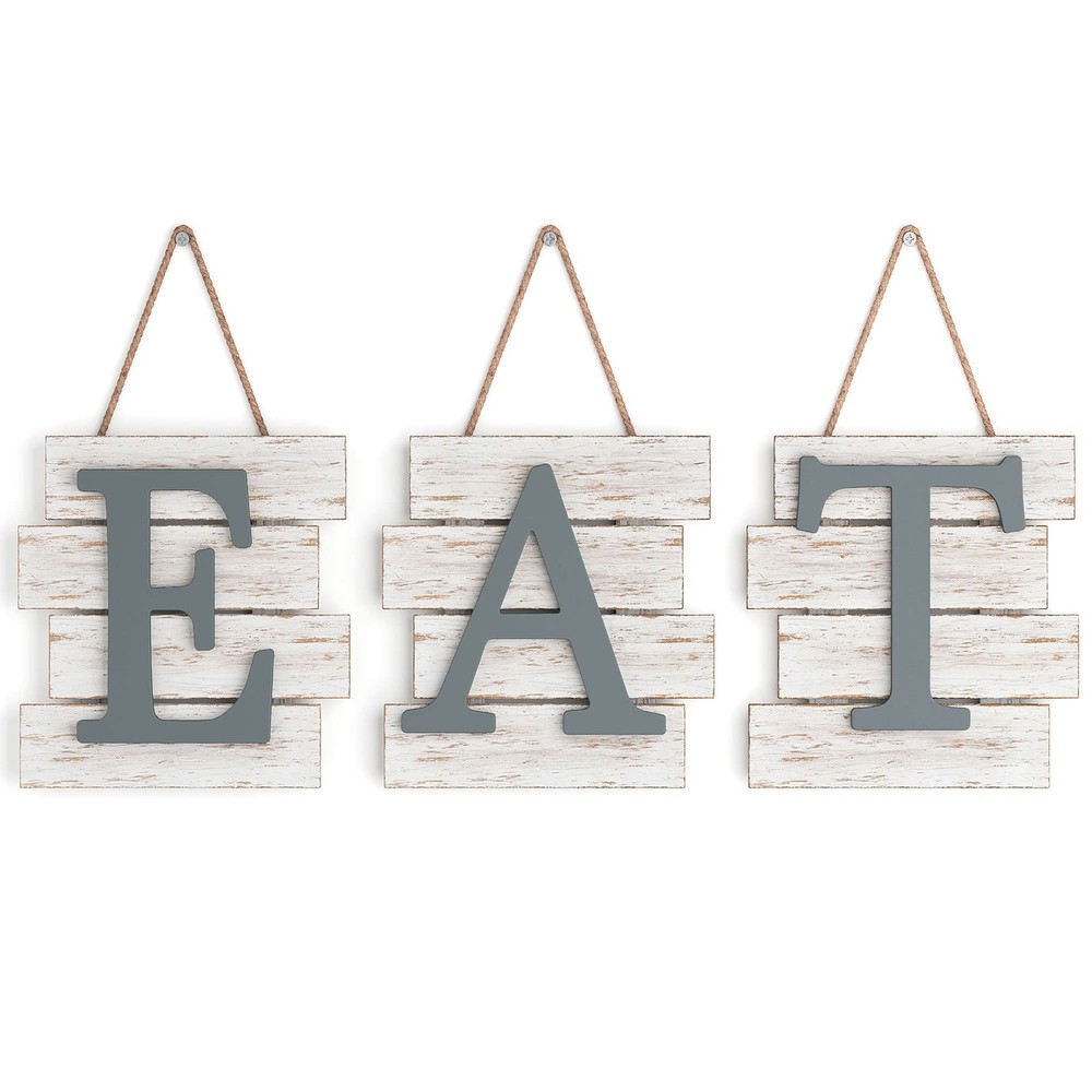 Eat Sign - Rustic Wall Decor for Kitchen and Home, Primitive Country Farmhous...