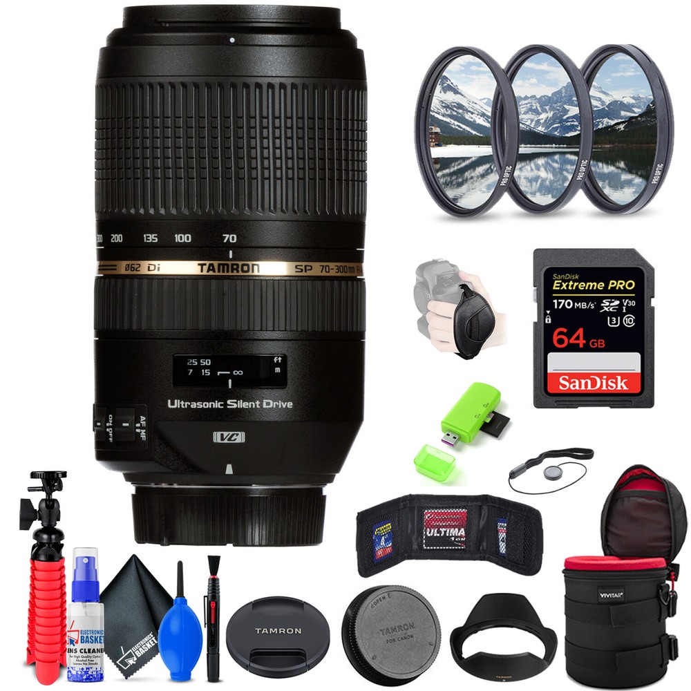 Tamron SP 70-300mm f/4-5.6 Di Lens for Canon Digital + Accessories (INT Model)