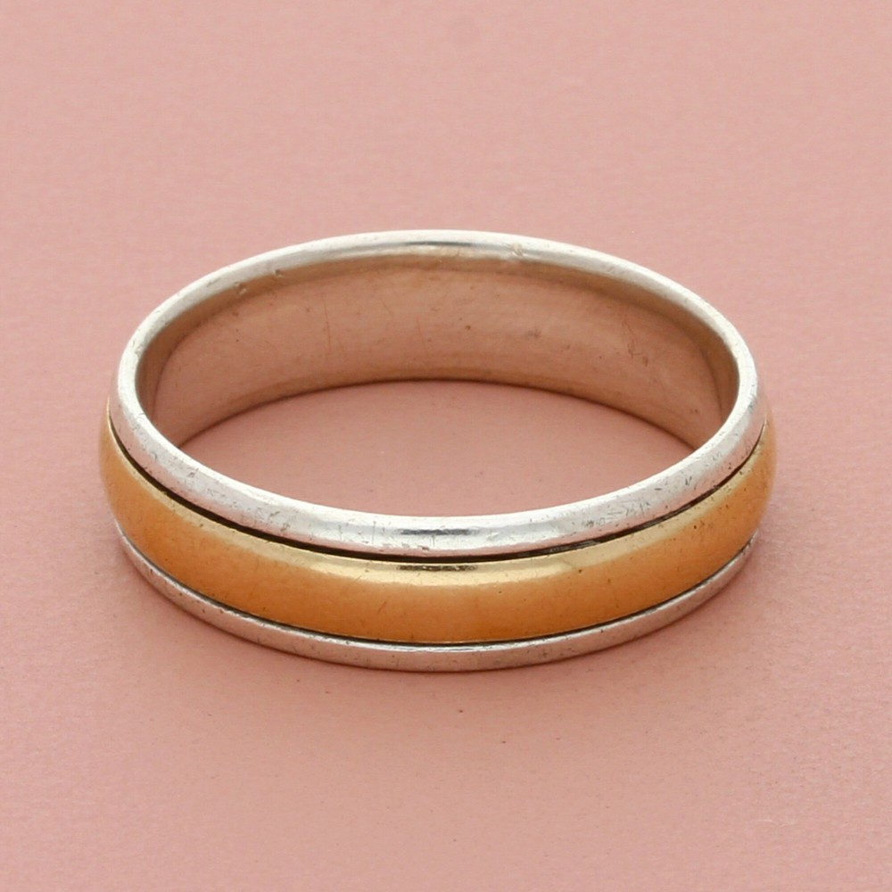 james avery sterling silver & 14k gold mens simplicity wedding ring size 12.5