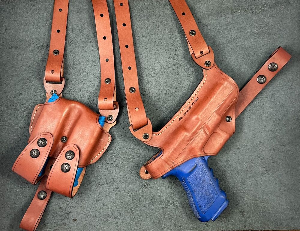 Glock 21 - Shoulder Carry, Right Hand Draw - Leather Holster - Brown