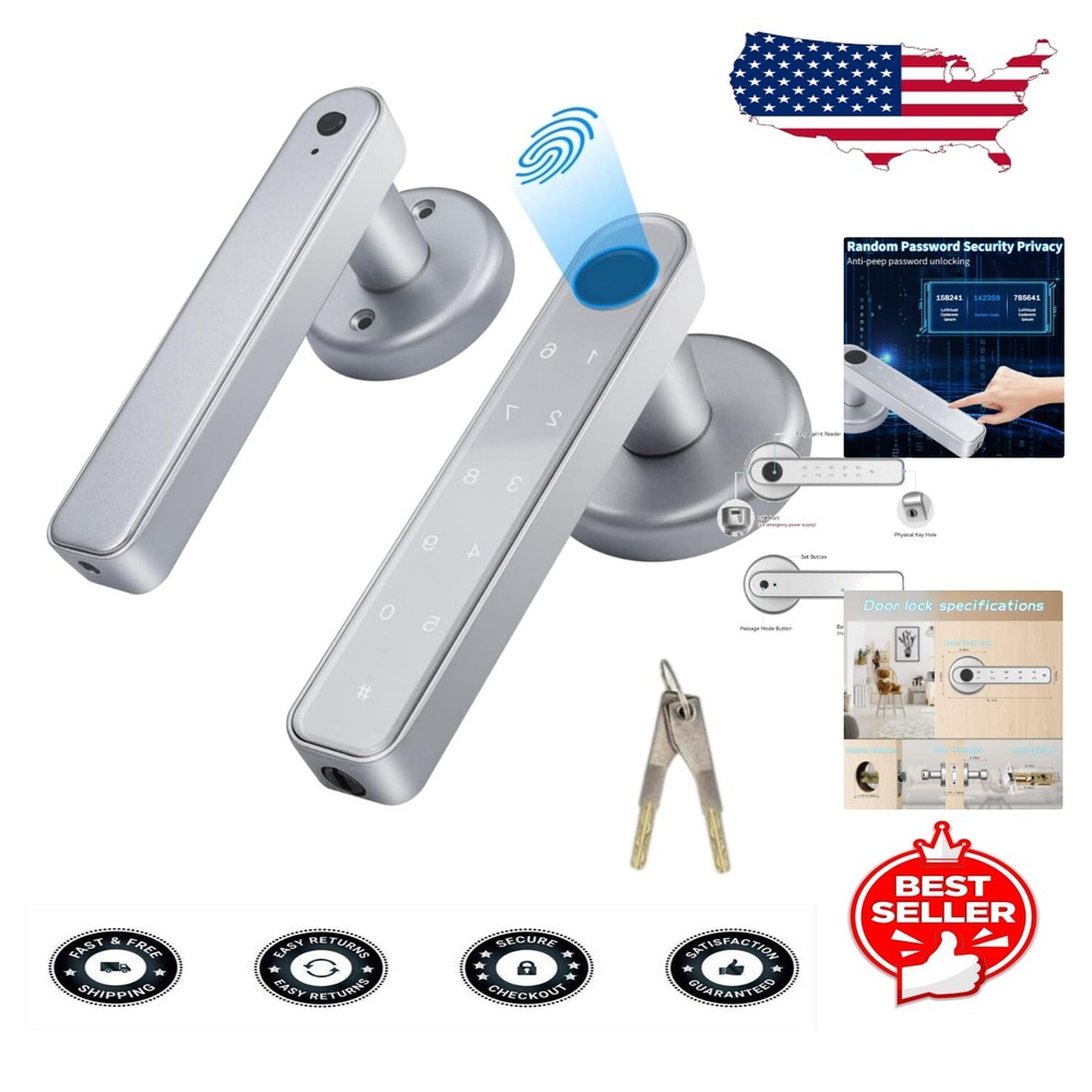 Smart Biometric Door Lock with Touchscreen, 50 Fingerprints & 100 Access Codes  -image