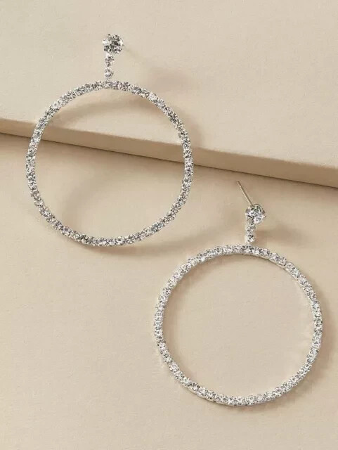 3Ct Round Moissanite Dangle Stud Earrings in 14K White Gold