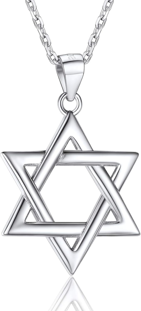 Star of David Necklace for Men Women Gold/Stainless Steel Hexagon Pendant with C