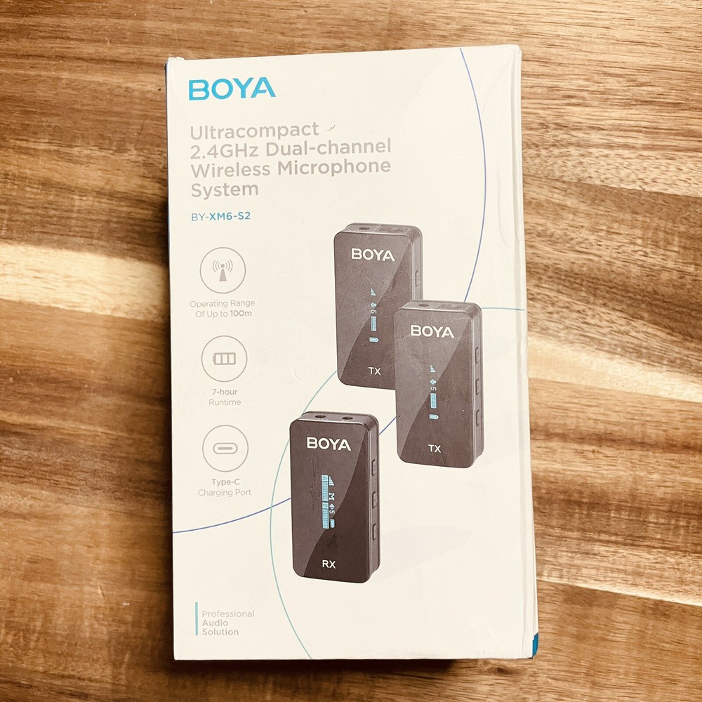 Boya BY-XM6-S2 2.4GHz Dual Channel Wireless Microphone System 2 person vlog Tube