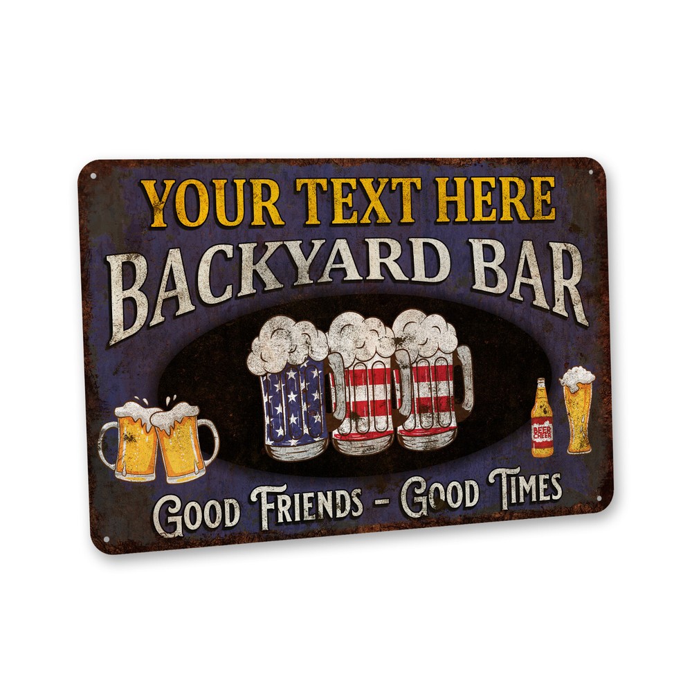 Custom Patriotic Backyard Bar Sign - Personalized Outdoor Beer Gift for Home Bars-image