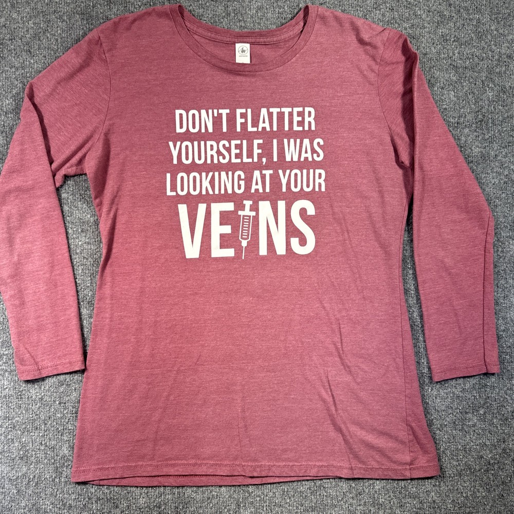 Airwaves Long Sleeve Womens Lg Funnytee Looking At Your Veins Humor