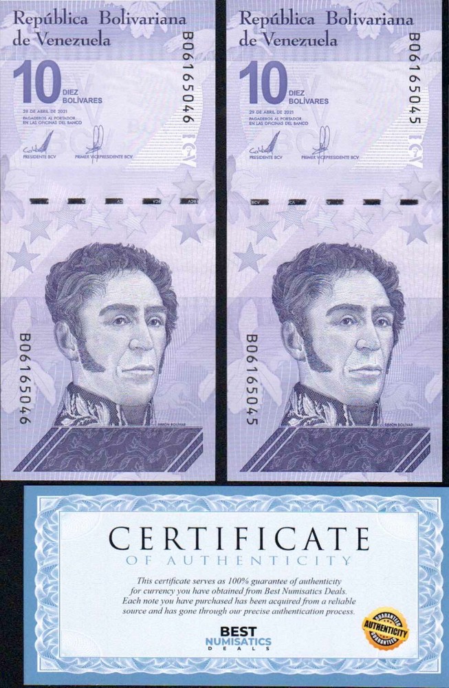 Venezuela 2x10 Bolivar 20 Digital 2020 - 2 PCS BANKNOTES UNC CURRENCY MONEY COA-image