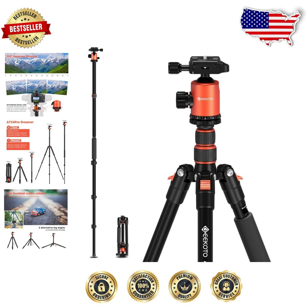 Compact 19-77 Inch Adjustable Tripod with 360° Head for DSLR Cameras