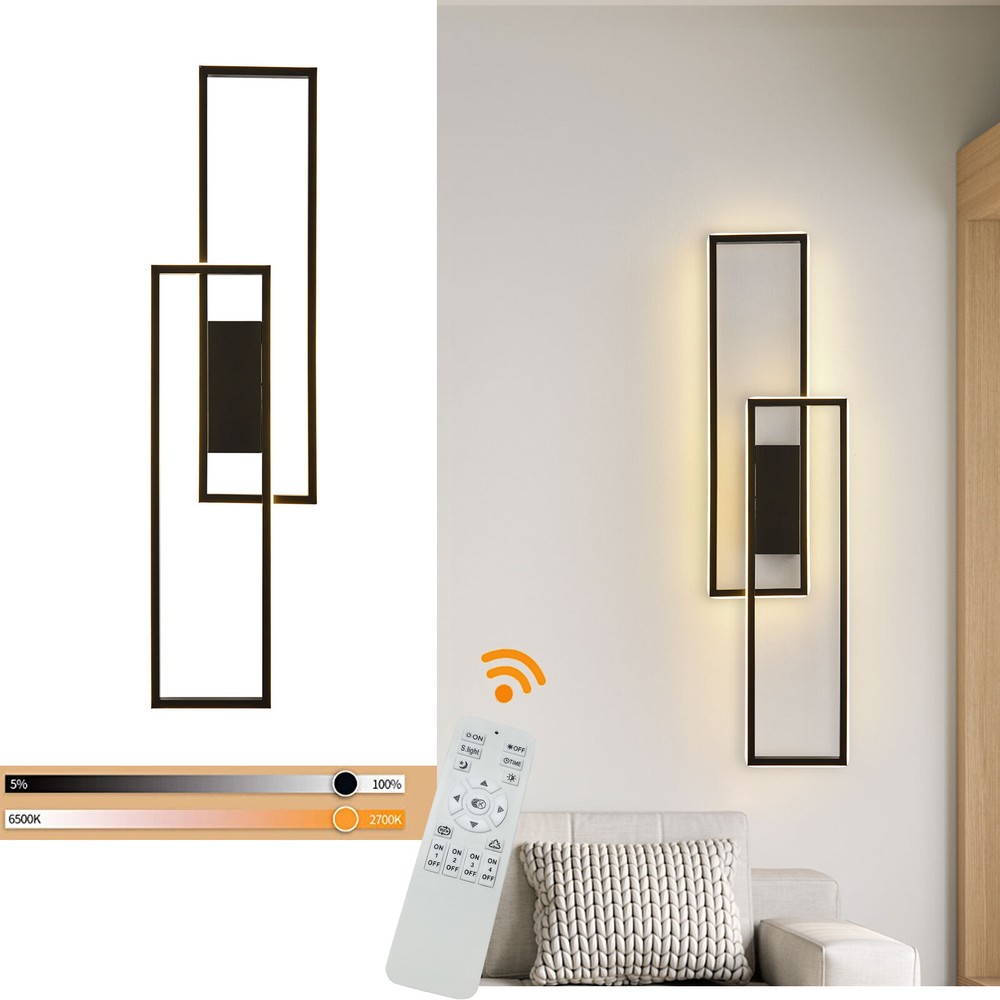 LED Wall Sconce Light Fixture with Remote Control 18-36W Acrylic Metal Design