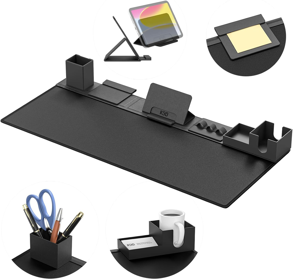 Desk Pad and Organizer Set,6 in 1 Mouse Mat Magnetic Desktop Storage Accessories
