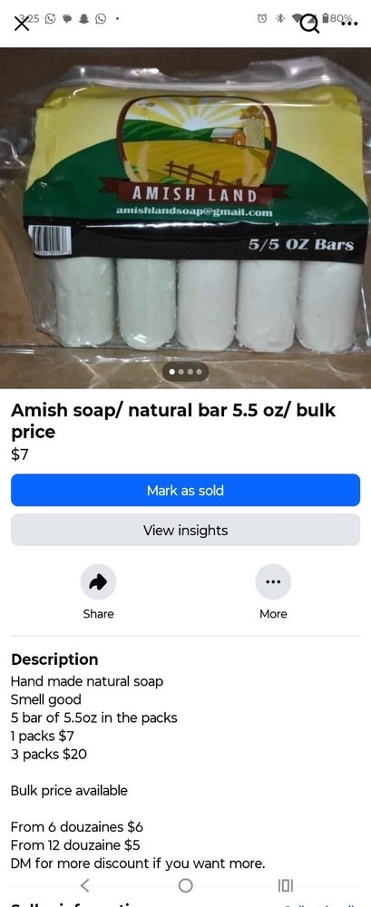 Amish Farm Bar Soap Pack Of 5 Huge Bars 5oz Each Soap Made In USA Scented