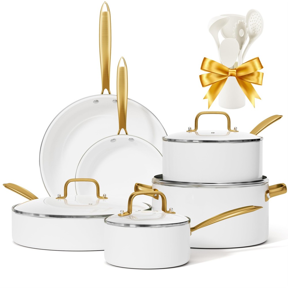 16-Piece Ceramic Nonstick Cookware Set - Pots & Pans for Healthy Cooking