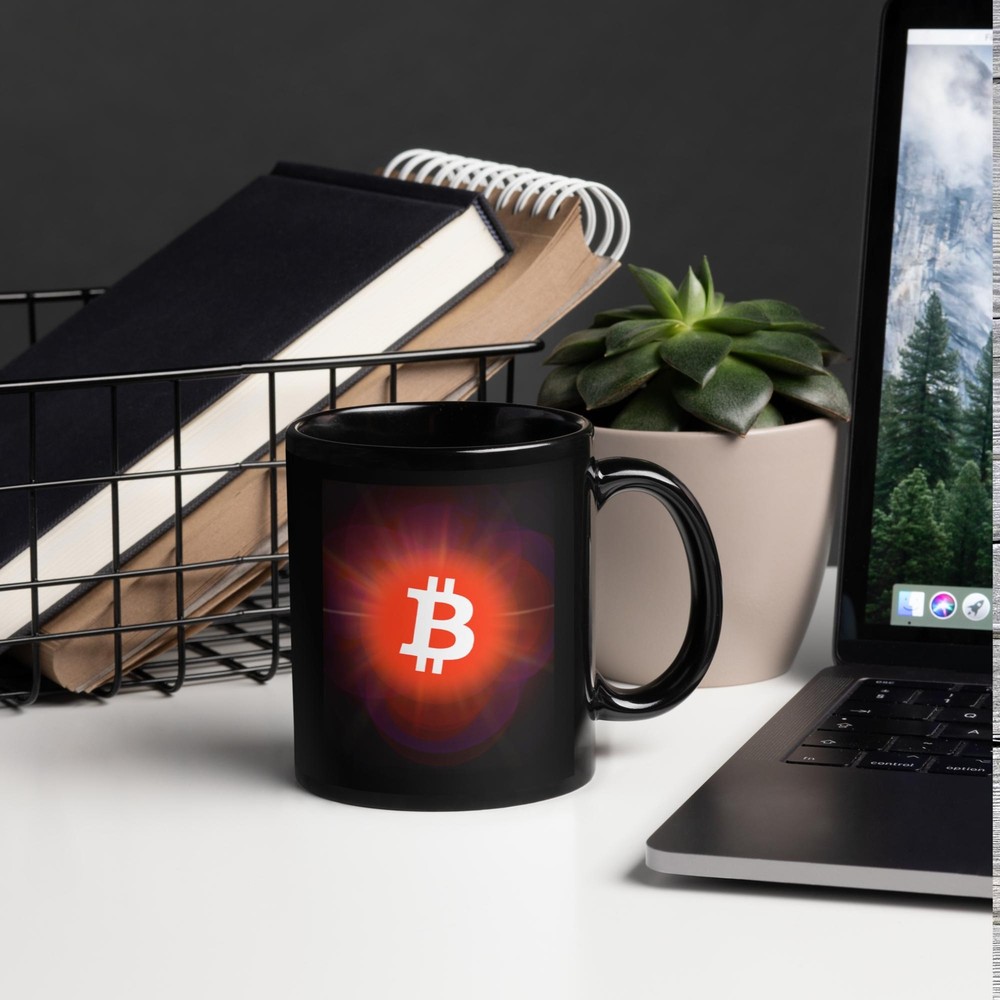 Bitcoin Crypto Black Glossy Mug - Perfect Christmas Gift-image