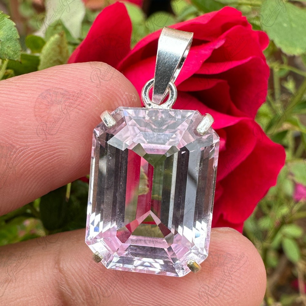 Natural Soft Pink Sapphire 38.70 Ct Loose Gemstone 925 Silver Pendant Certified