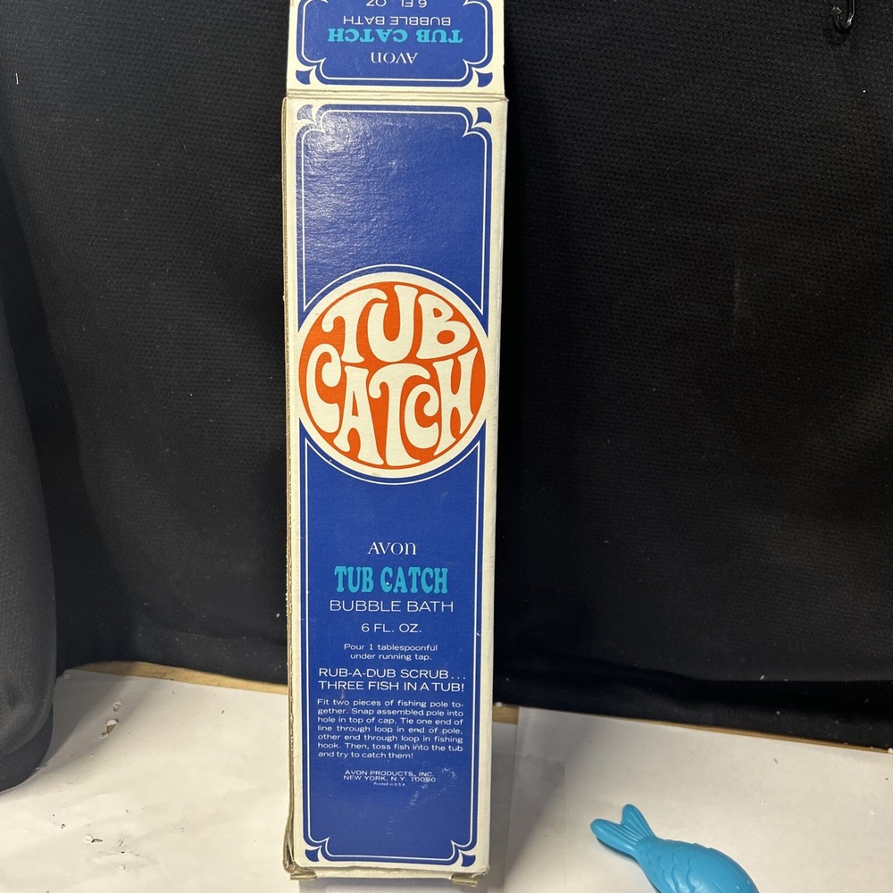 AVON Tub Catch Bath Toy  Three Fish Hook Line & Pole 1968 NO BATH BUBBLES