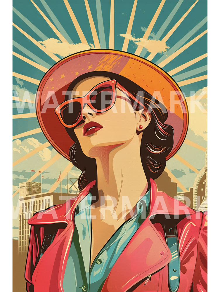 Vintage digital art poster of a woman for desktop wallpaper-image