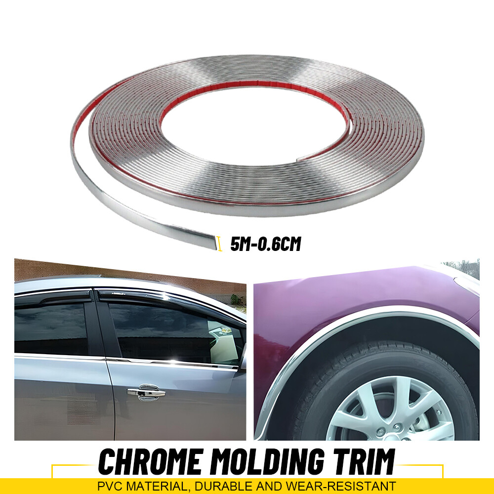 0.6cm Universal Chrome Molding Trim Wide Automotive Trunk Body Side Bumper Strip
