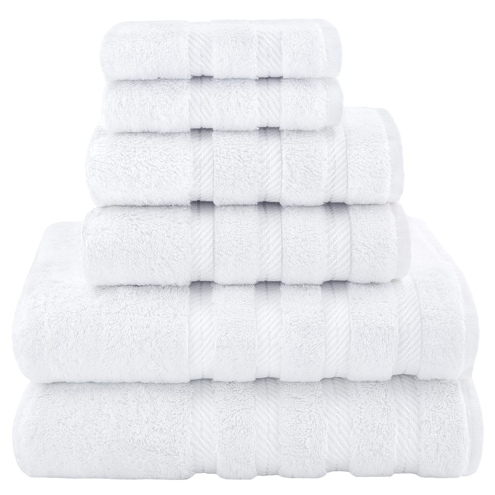 Luxury 6-Piece Towel Set 600 GSM 100% Cotton 2 Bath 2 Hand 2 Washcloths