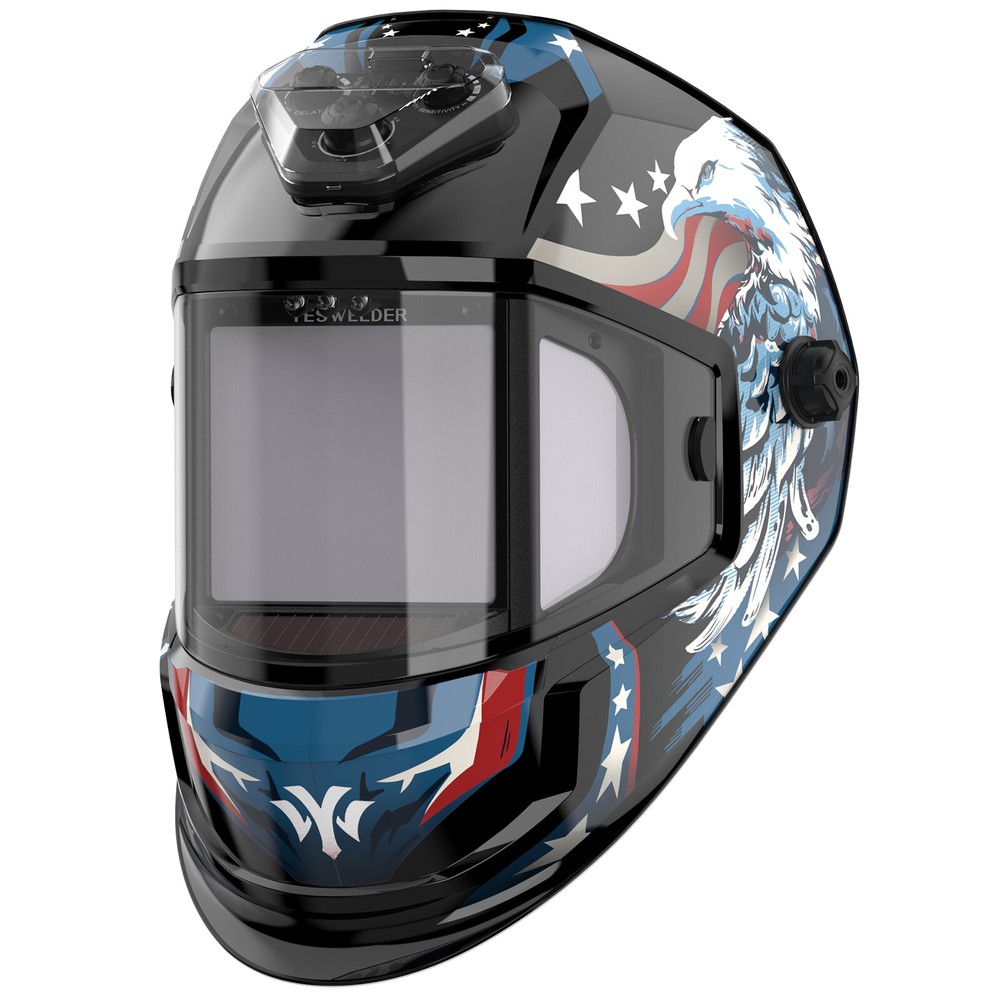 Panoramic View Auto Darkening Welding Helmet,True Color 6 Arc Sensor Welder Mask