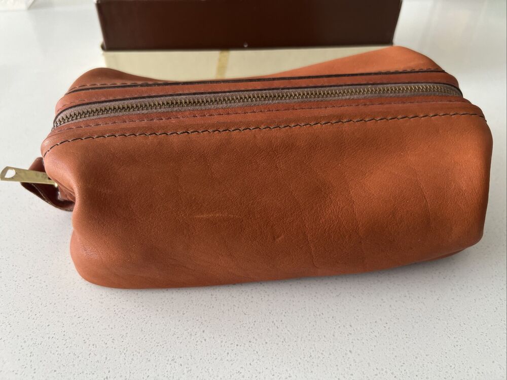 Full Grain Leather Toiletry Bag For Men - Travel Bag Shaving Kit Bag & Toilet...