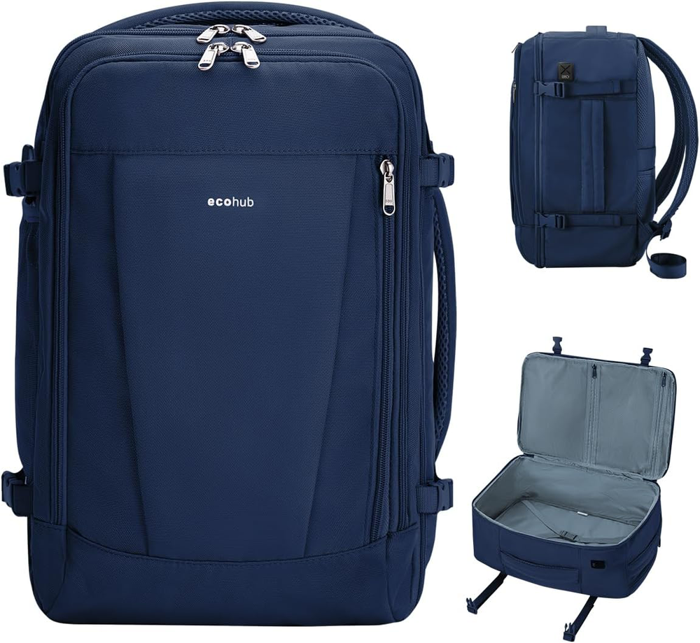 17L USB Travel Backpack with 13 Pockets, Water-Resistant Blue  