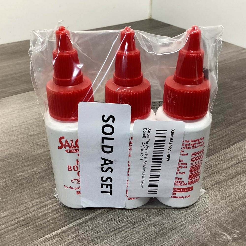 3 Pack ANTI-FUNGUS HAIR LACE WIG CAP 1oz WHITE BONDING ADHESIVE GLUE BOND SALON