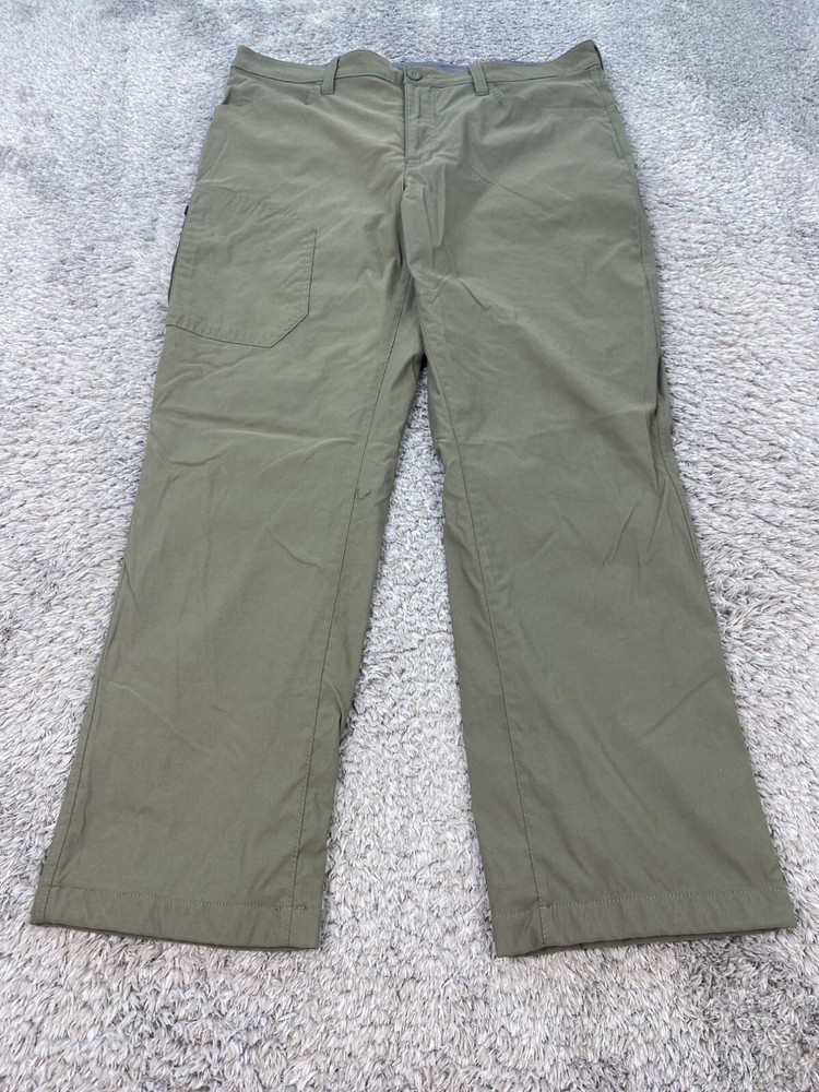 Eddie Bauer Pants Mens 38x30 Green Fleece Lined Hiking Outdoor Nylon Tech Cargo