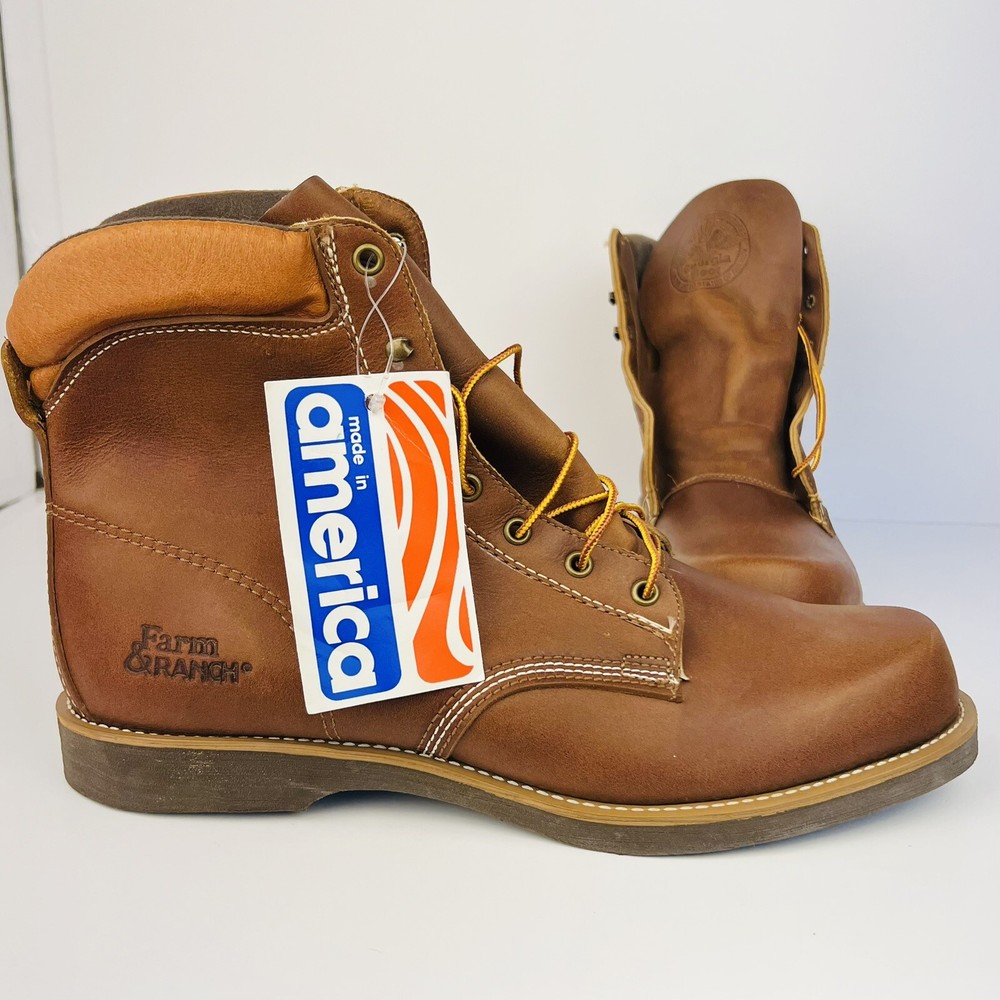 GEORGIA FARM AND RANCH BOOTS Genuine Leather Size 12W Lace Up Wide G6772